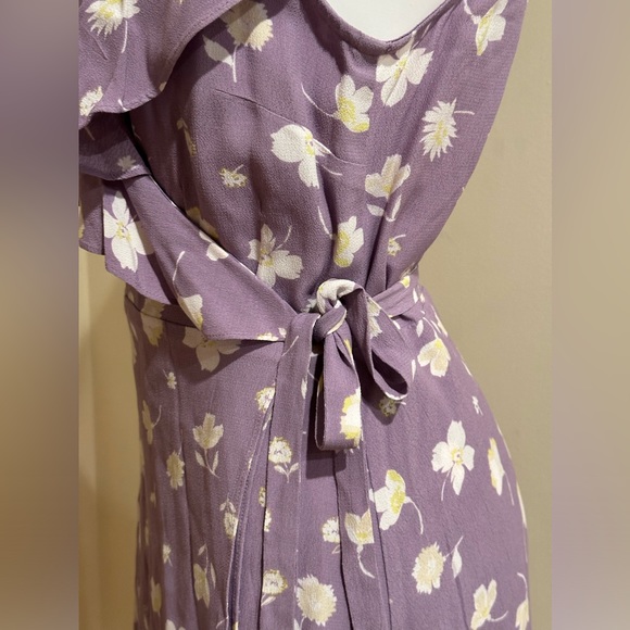 Sanctuary Purple White Yellow Wrap Tie On Side. Dress Short Flutter Sleeves Sz S - Picture 3 of 13
